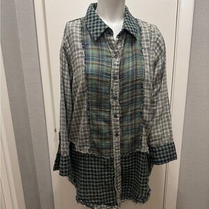 Paper Lace Plaid Button-Up Shirt
